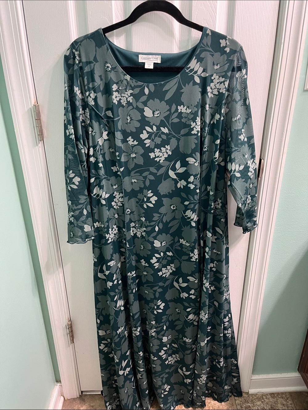 Coldwater Creek Teal Floral Maxi Dress